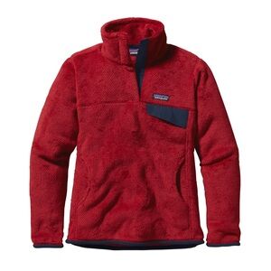 Patagonia Red Fleece Jacket with Navy Trim